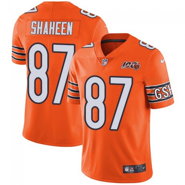 Nike Bears #87 Adam Shaheen Orange Men's 100th Season Stitched NFL Limited Rush Jersey