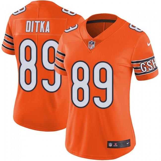 Women's Bears #89 Mike Ditka Orange Stitched NFL Limited Rush Jersey