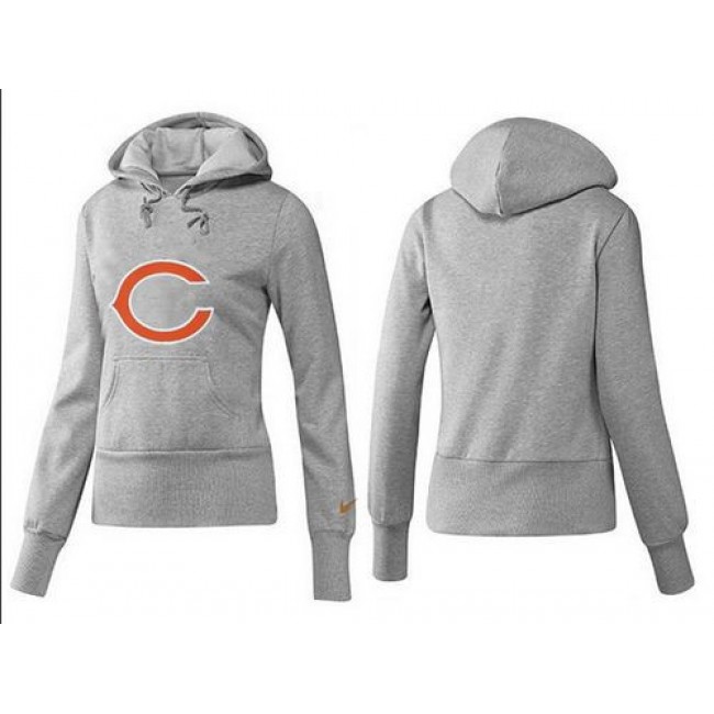 Women's Chicago Bears Logo Pullover Hoodie Grey Jersey