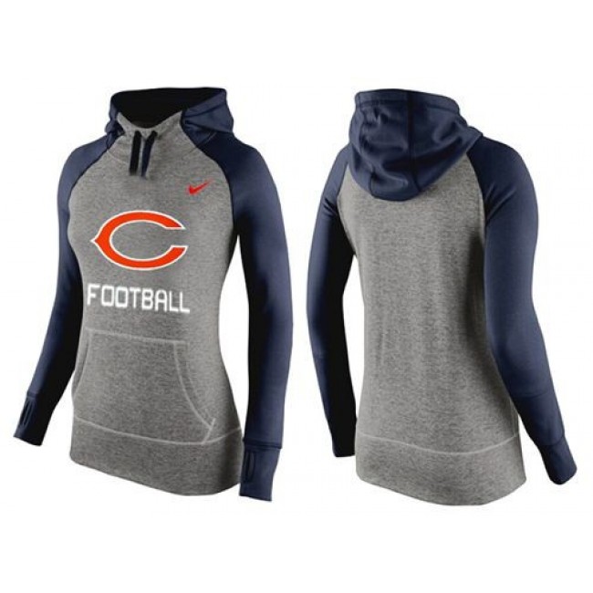 Women's Chicago Bears Hoodie Grey Dark Blue Jersey