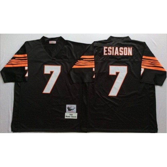 Mitchell And Ness Bengals #7 Boomer Esiason Black Throwback Stitched NFL Jersey