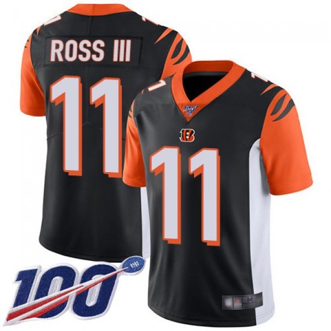 Nike Bengals #11 John Ross III Black Team Color Men's Stitched NFL 100th Season Vapor Limited Jersey