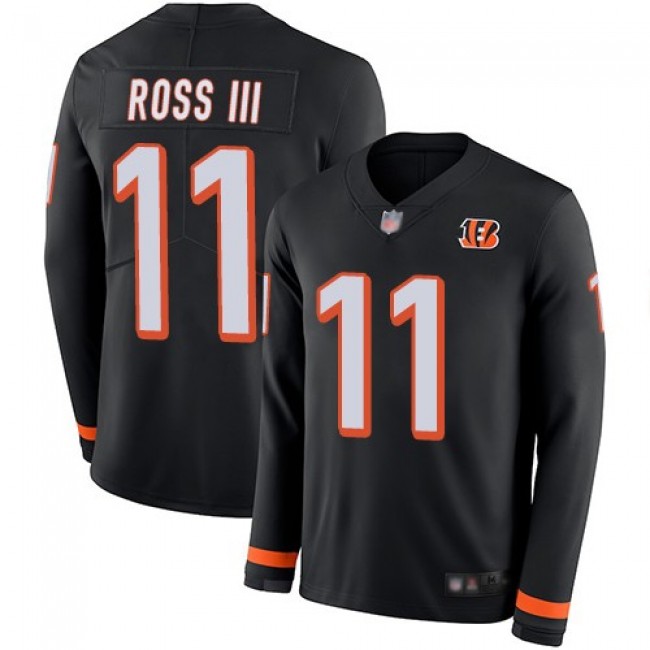 Nike Bengals #11 John Ross III Black Team Color Men's Stitched NFL Limited Therma Long Sleeve Jersey