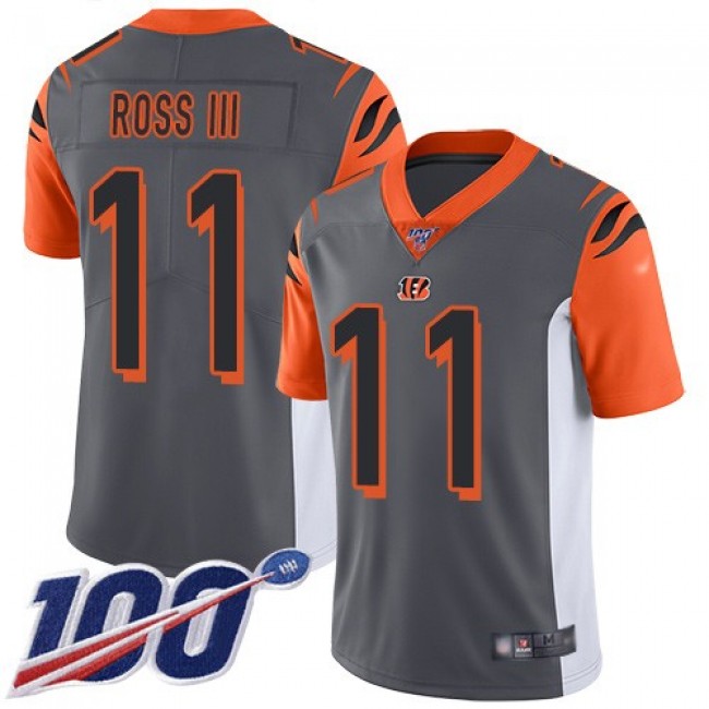 Nike Bengals #11 John Ross III Silver Men's Stitched NFL Limited Inverted Legend 100th Season Jersey