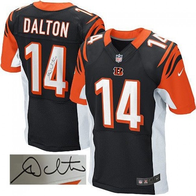 Nike Bengals #14 Andy Dalton Black Team Color Men's Stitched NFL Elite Autographed Jersey