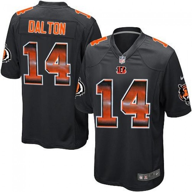 Nike Bengals #14 Andy Dalton Black Team Color Men's Stitched NFL Limited Strobe Jersey