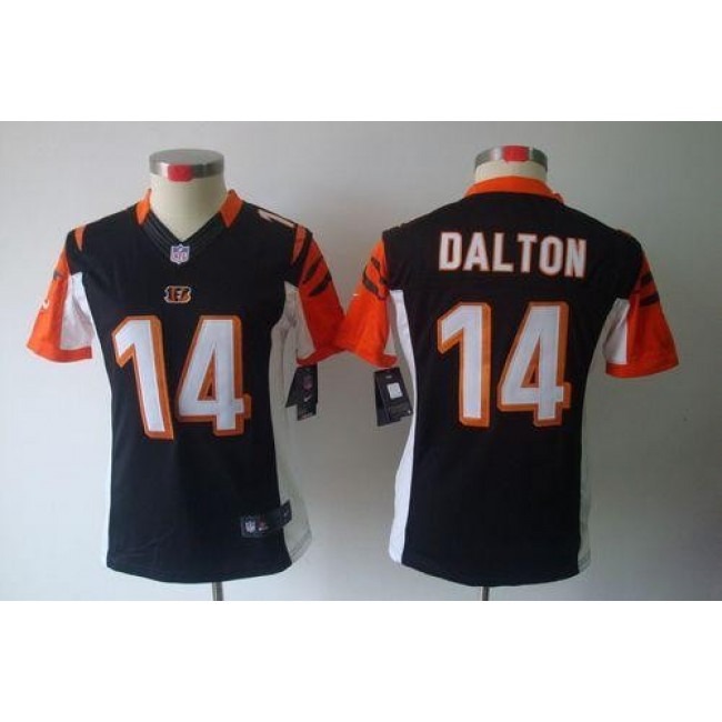 Women's Bengals #14 Andy Dalton Black Team Color Stitched NFL Limited Jersey