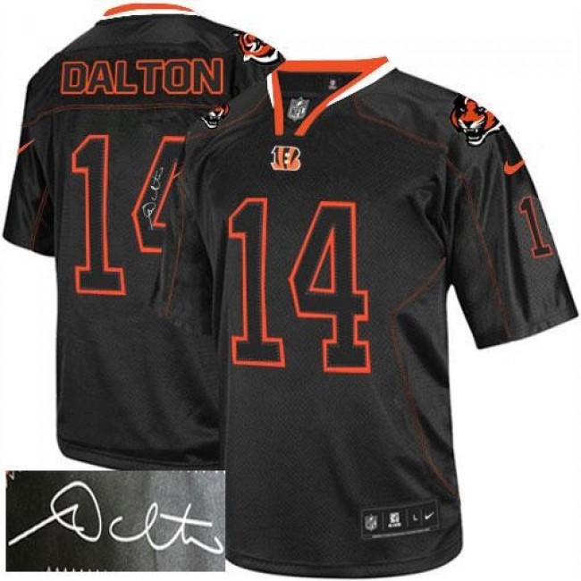 Nike Bengals #14 Andy Dalton Lights Out Black Men's Stitched NFL Elite Autographed Jersey