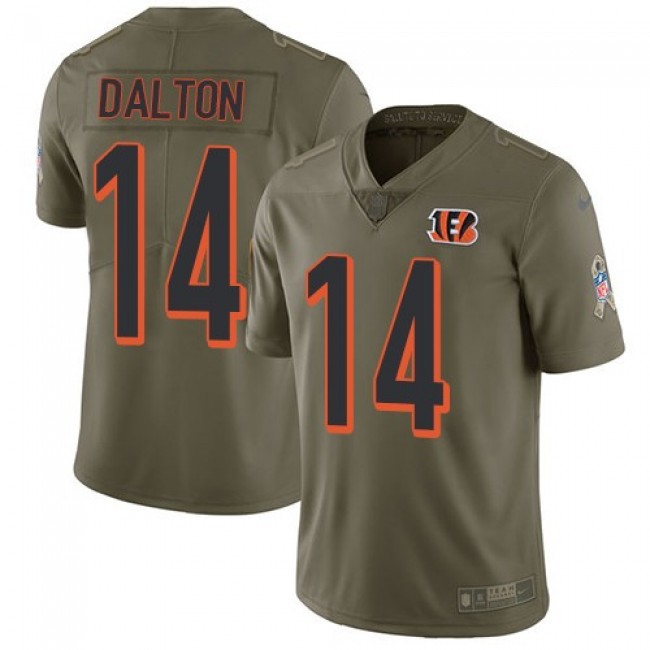 Nike Bengals #14 Andy Dalton Olive Men's Stitched NFL Limited 2017 Salute To Service Jersey