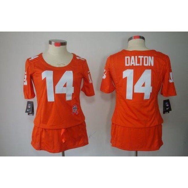 Women's Bengals #14 Andy Dalton Orange Alternate Breast Cancer Awareness Stitched NFL Elite Jersey