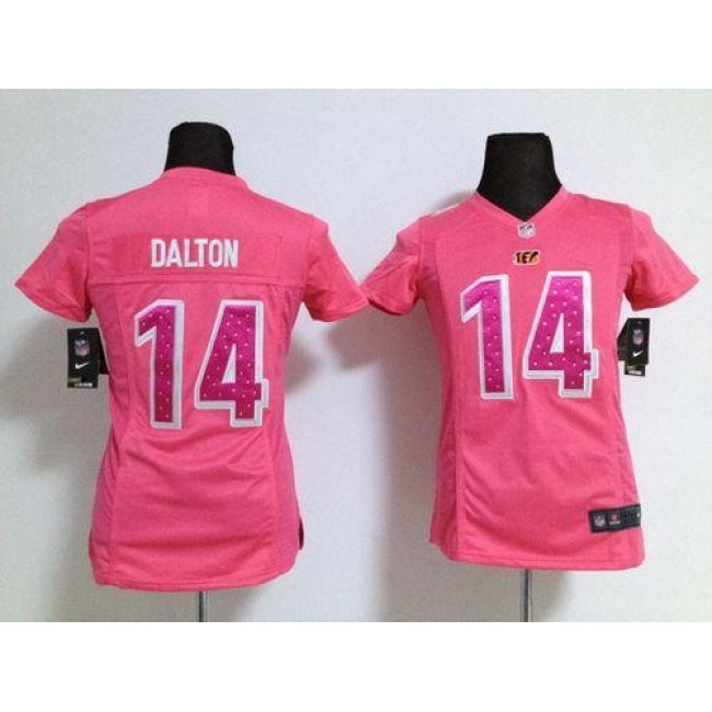 Women's Bengals #14 Andy Dalton Pink Sweetheart Stitched NFL Elite Jersey