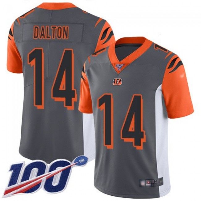 Nike Bengals #14 Andy Dalton Silver Men's Stitched NFL Limited Inverted Legend 100th Season Jersey