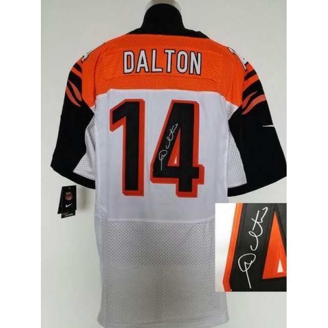 Nike Bengals #14 Andy Dalton White Men's Stitched NFL Elite Autographed Jersey