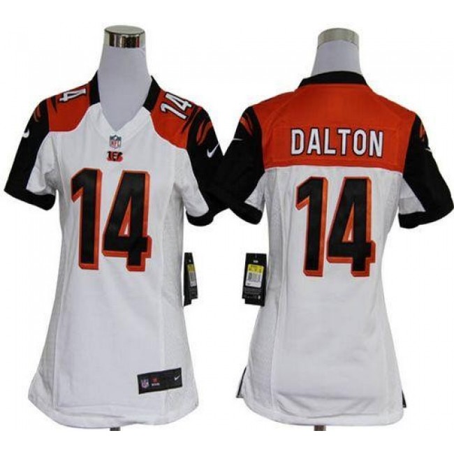 Women's Bengals #14 Andy Dalton White Stitched NFL Elite Jersey