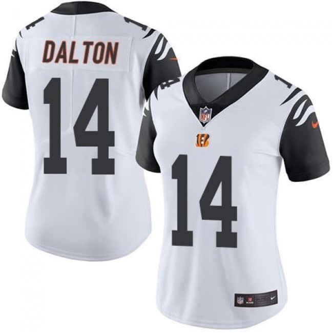 Women's Bengals #14 Andy Dalton White Stitched NFL Limited Rush Jersey