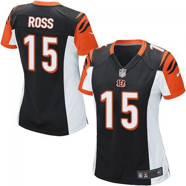 Women's Bengals #15 John Ross Black Team Color Stitched NFL Elite Jersey