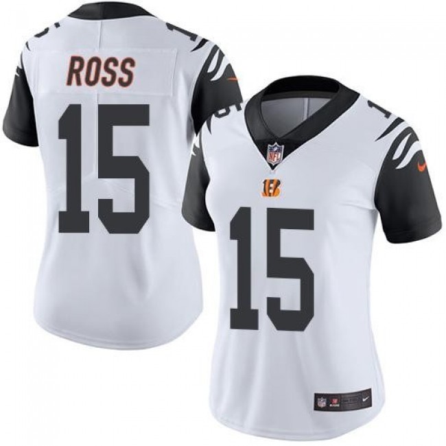 Women's Bengals #15 John Ross White Stitched NFL Limited Rush Jersey