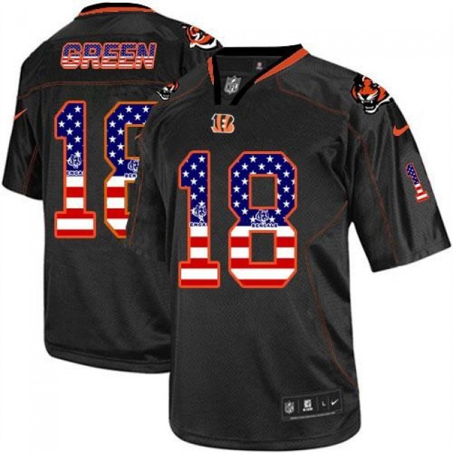Nike Bengals #18 A.J. Green Black Men's Stitched NFL Elite USA Flag Fashion Jersey