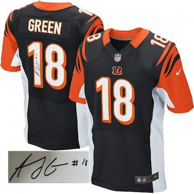 Nike Bengals #18 A.J. Green Black Team Color Men's Stitched NFL Elite Autographed Jersey