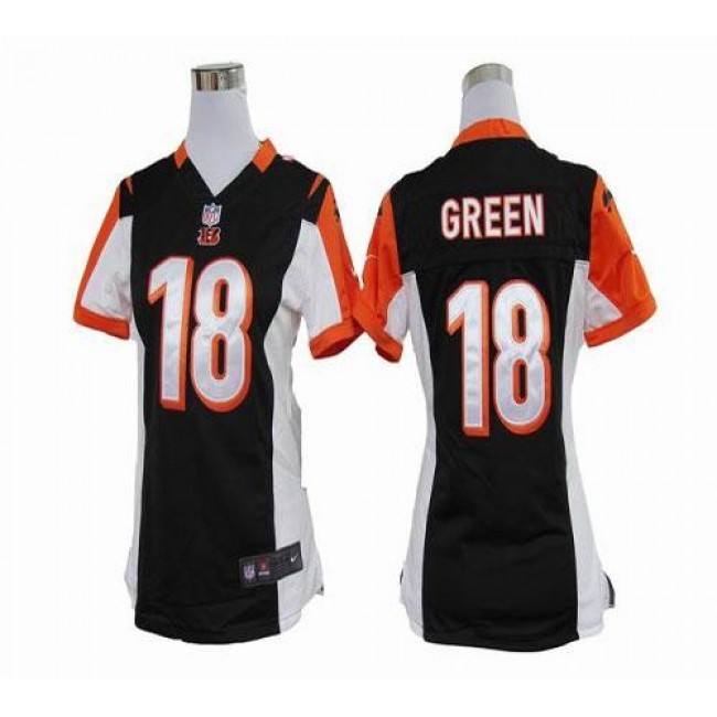 Women's Bengals #18 AJ Green Black Team Color Stitched NFL Elite Jersey