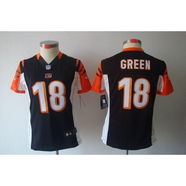 Women's Bengals #18 AJ Green Black Team Color Stitched NFL Limited Jersey