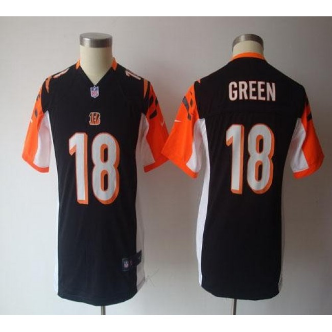 Cincinnati Bengals #18 A.J. Green Black Team Color Youth NFL Game Jersey