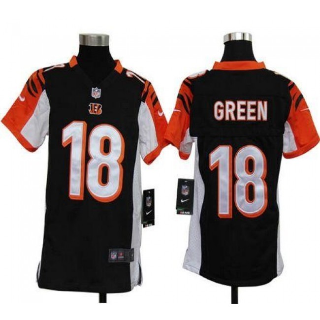 Cincinnati Bengals #18 A.J. Green Black Team Color Youth Stitched NFL Elite Jersey