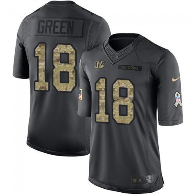 Cincinnati Bengals #18 A.J. Green Black Youth Stitched NFL Limited 2016 Salute to Service Jersey