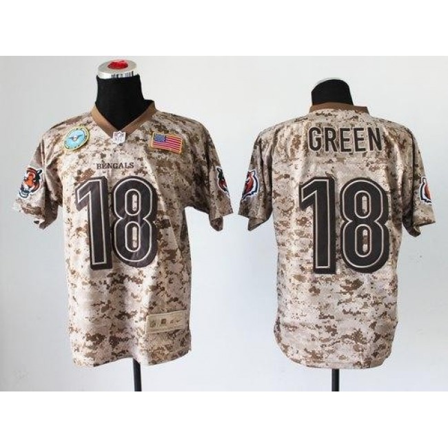 Nike Bengals #18 A.J. Green Camo Men's Stitched NFL New Elite USMC Jersey