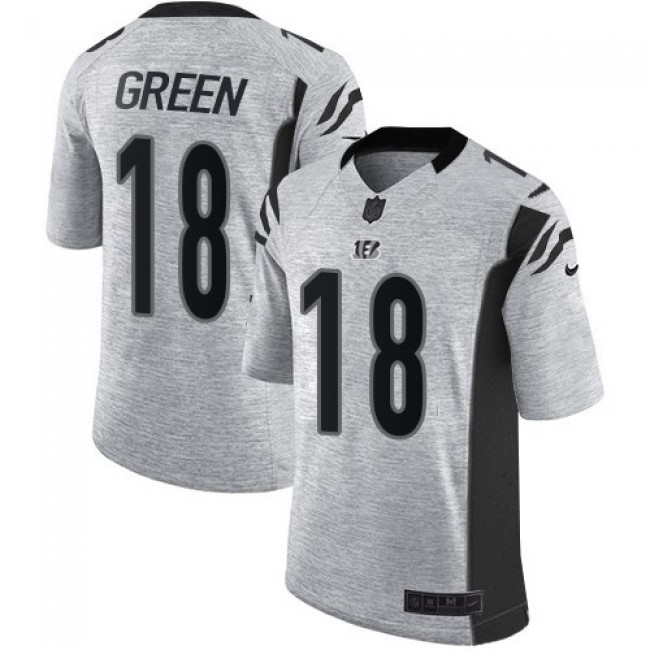 Nike Bengals #18 A.J. Green Gray Men's Stitched NFL Limited Gridiron Gray II Jersey