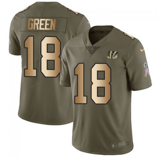 Cincinnati Bengals #18 A.J. Green Olive-Gold Youth Stitched NFL Limited 2017 Salute to Service Jersey