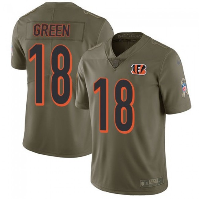 Cincinnati Bengals #18 A.J. Green Olive Youth Stitched NFL Limited 2017 Salute to Service Jersey