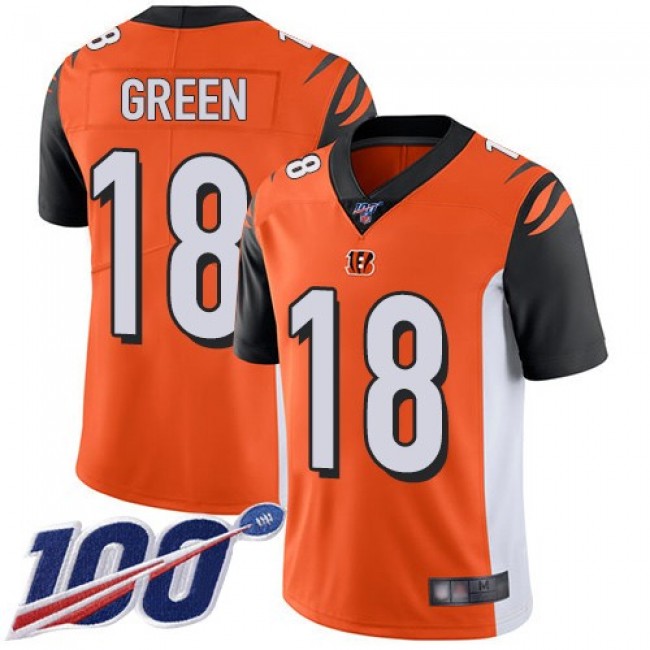 Nike Bengals #18 A.J. Green Orange Alternate Men's Stitched NFL 100th Season Vapor Limited Jersey