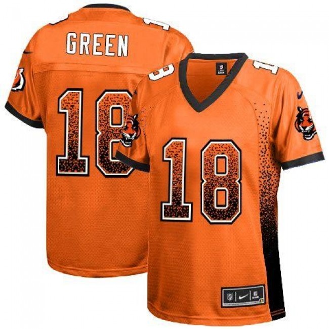 Women's Bengals #18 AJ Green Orange Alternate Stitched NFL Elite Drift Jersey