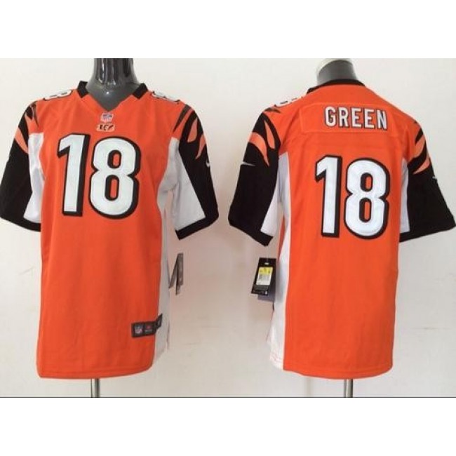 Cincinnati Bengals #18 A.J. Green Orange Alternate Youth Stitched NFL Elite Jersey