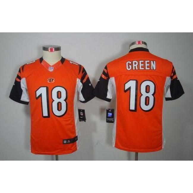 Cincinnati Bengals #18 A.J. Green Orange Alternate Youth Stitched NFL Limited Jersey