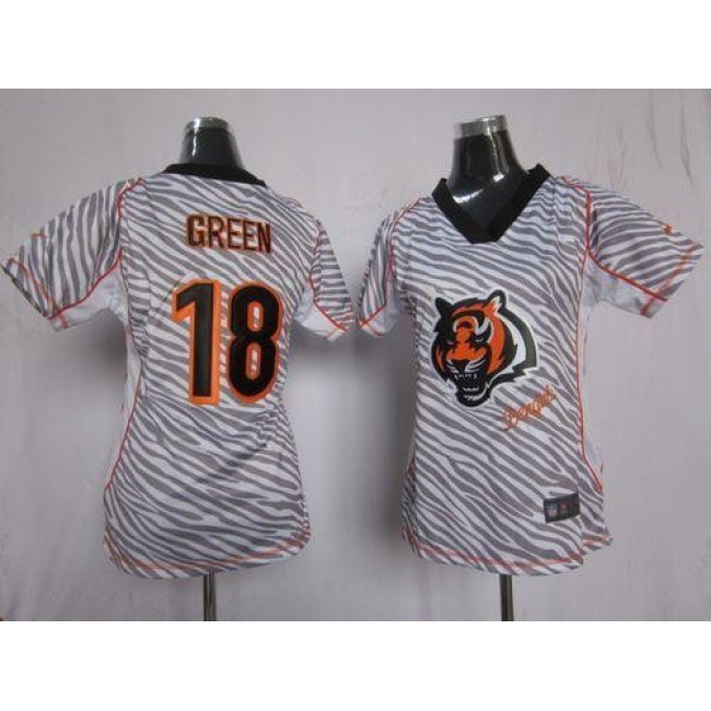 Women's Bengals #18 AJ Green Zebra Stitched NFL Elite Jersey