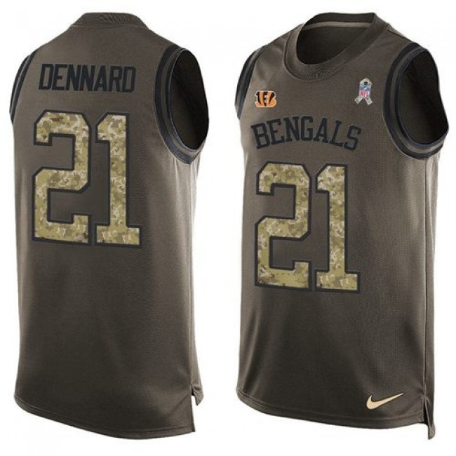 Nike Bengals #21 Darqueze Dennard Green Men's Stitched NFL Limited Salute To Service Tank Top Jersey