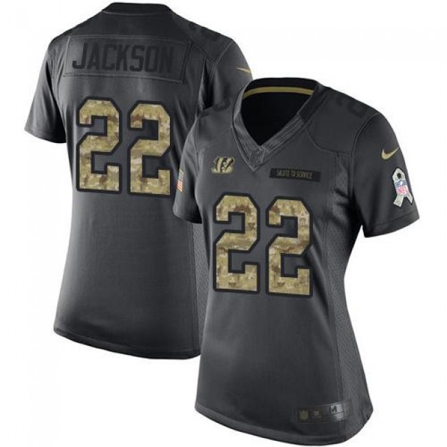 Women's Bengals #22 William Jackson Black Stitched NFL Limited 2016 Salute to Service Jersey