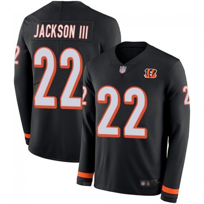 Nike Bengals #22 William Jackson III Black Team Color Men's Stitched NFL Limited Therma Long Sleeve Jersey