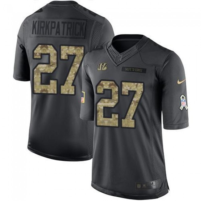 Nike Bengals #27 Dre Kirkpatrick Black Men's Stitched NFL Limited 2016 Salute to Service Jersey