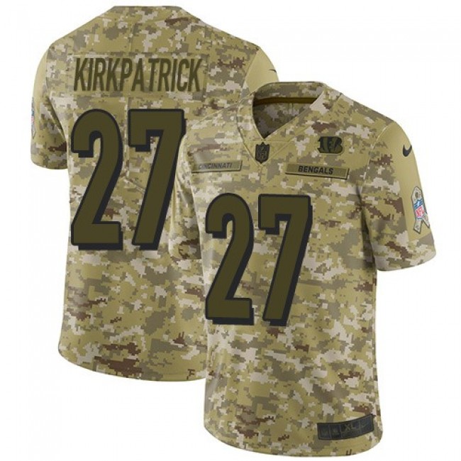 Nike Bengals #27 Dre Kirkpatrick Camo Men's Stitched NFL Limited 2018 Salute To Service Jersey