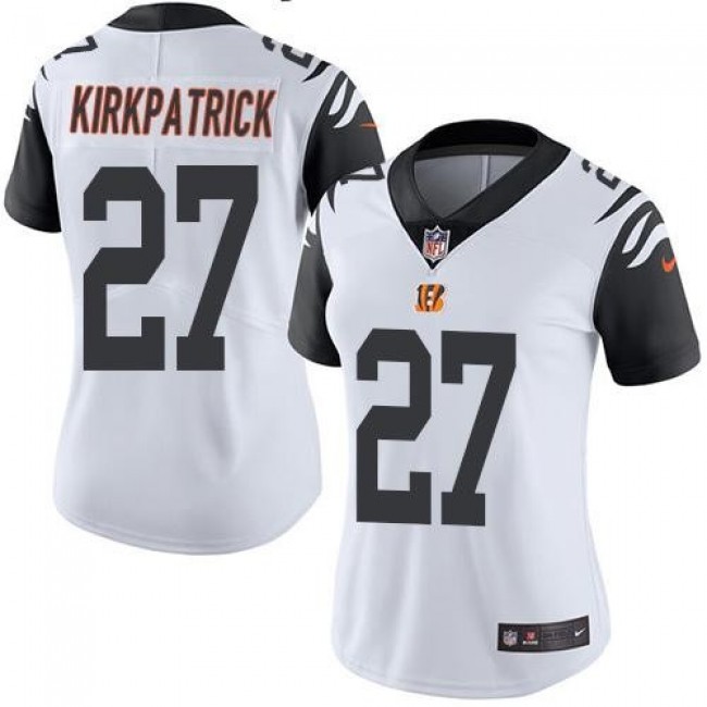 Women's Bengals #27 Dre Kirkpatrick White Stitched NFL Limited Rush Jersey