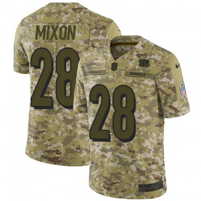 Nike Bengals #28 Joe Mixon Camo Men's Stitched NFL Limited 2018 Salute To Service Jersey