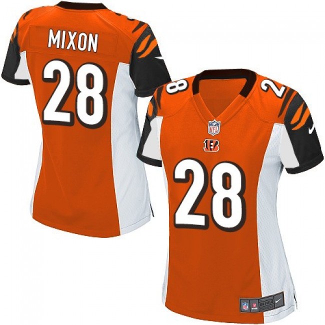 Women's Bengals #28 Joe Mixon Orange Alternate Stitched NFL Elite Jersey