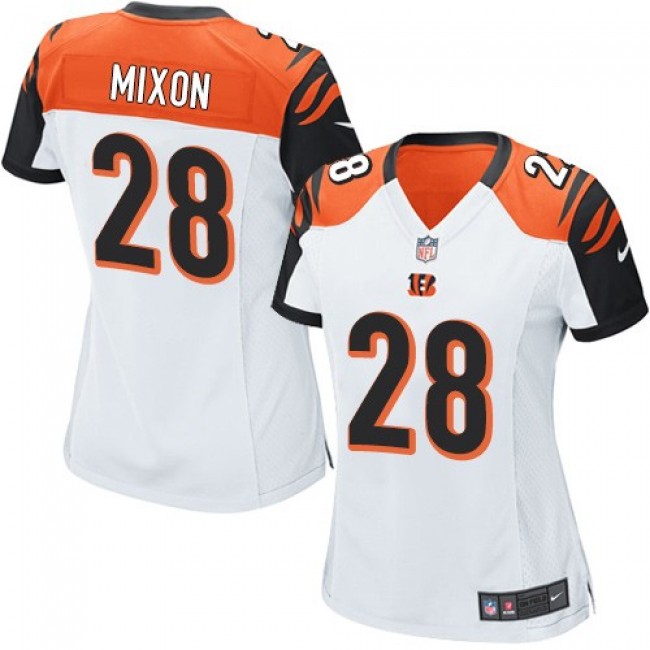Women's Bengals #28 Joe Mixon White Stitched NFL Elite Jersey