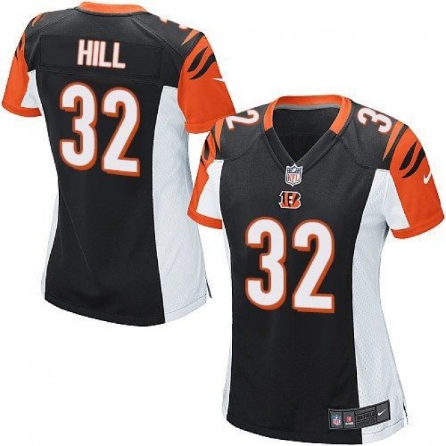 Women's Bengals #32 Jeremy Hill Black Team Color Stitched NFL Elite Jersey