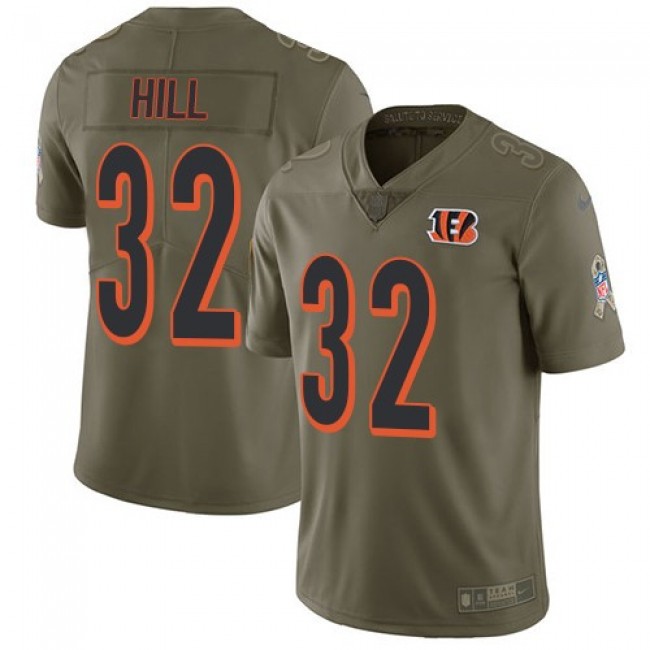 Cincinnati Bengals #32 Jeremy Hill Olive Youth Stitched NFL Limited 2017 Salute to Service Jersey