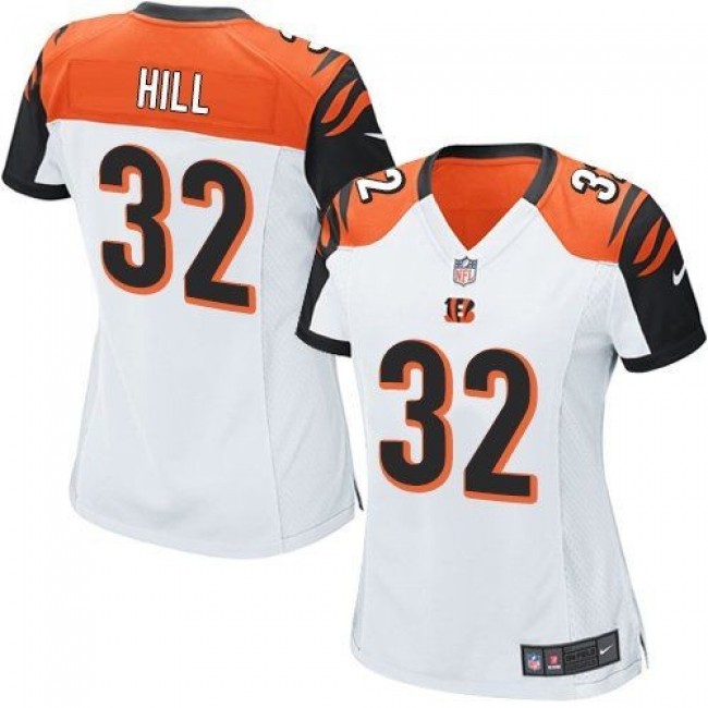 Women's Bengals #32 Jeremy Hill White Stitched NFL Elite Jersey