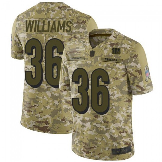 Nike Bengals #36 Shawn Williams Camo Men's Stitched NFL Limited 2018 Salute To Service Jersey
